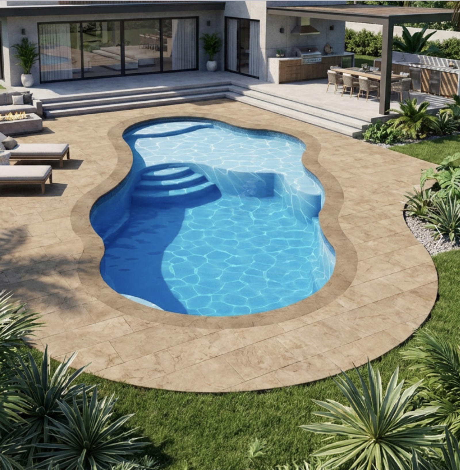 Ledge-endary — 16×35 flagship fiberglass pool by True South Pools